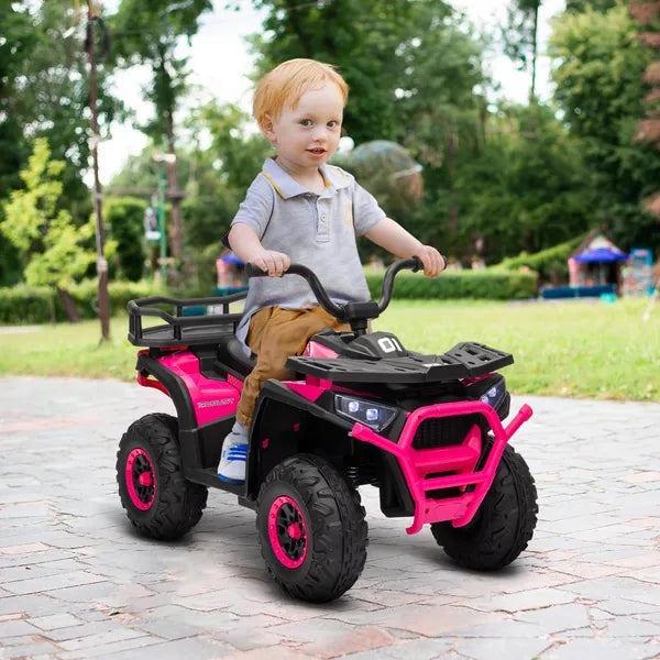 Qaba 12V Kids ATV, 4 Wheeler Quad with 4 Spring Suspension Wheels, LED Lights, Music USB, Pink - product image 10