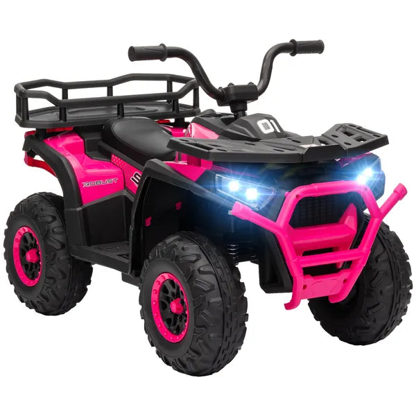 Qaba 12V Kids ATV, 4 Wheeler Quad with 4 Spring Suspension Wheels, LED Lights, Music USB, Pink - product image 11