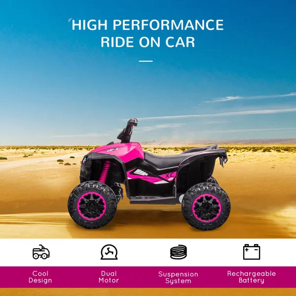12V Kids ATV Quad Car with Forward and Backward Function, Wear-Resistant Wheels, Music, for Toddlers 3-5 Years Old, Pink - product image 4