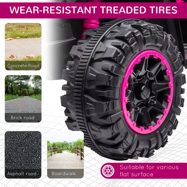 12V Kids ATV Quad Car with Forward and Backward Function, Wear-Resistant Wheels, Music, for Toddlers 3-5 Years Old, Pink - product image 5