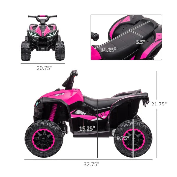 12V Kids ATV Quad Car with Forward and Backward Function, Wear-Resistant Wheels, Music, for Toddlers 3-5 Years Old, Pink - product image 3