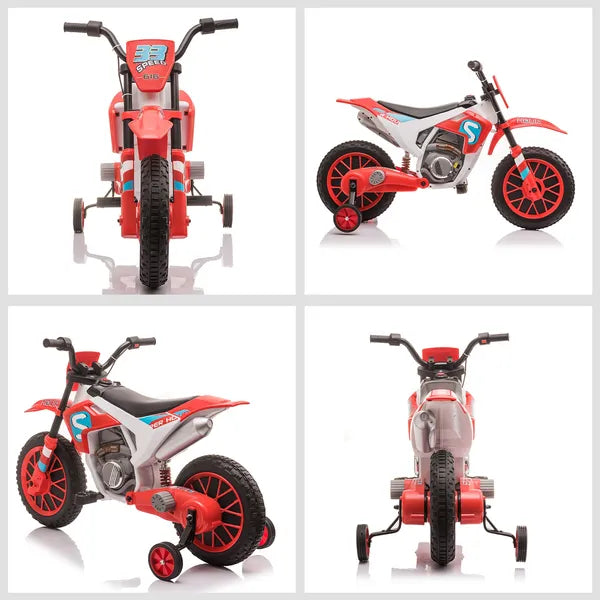 Aosom 12V Kids Electric Motorcycle Dirt Bike Battery-Powered Ride-On Off-road Street Bike Charging Battery Training Wheels Red - product image 8