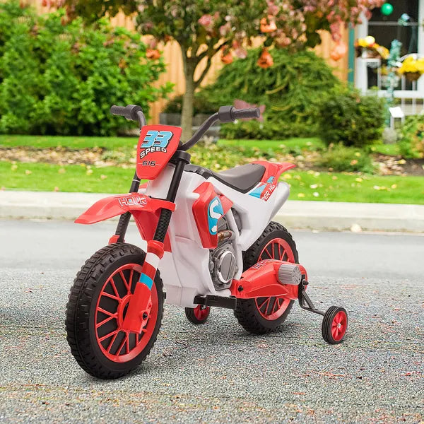 Aosom 12V Kids Electric Motorcycle Dirt Bike Battery-Powered Ride-On Off-road Street Bike Charging Battery Training Wheels Red - product image 10