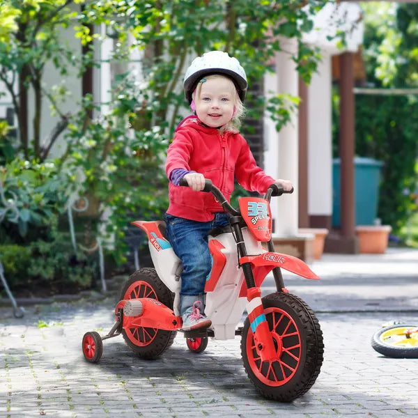 Aosom 12V Kids Electric Motorcycle Dirt Bike Battery-Powered Ride-On Off-road Street Bike Charging Battery Training Wheels Red - product image 2