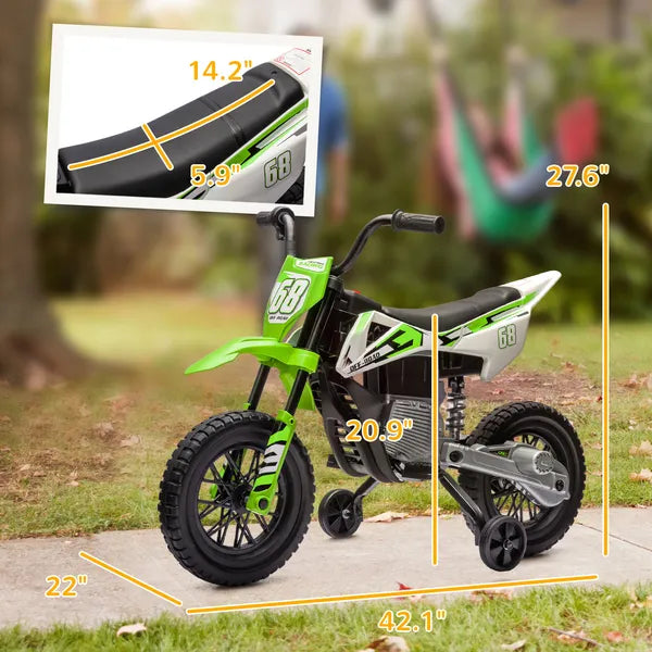 Qaba 12V Kids Electric Motorcycle with Twist Grip Throttle Training Wheels, Rear Suspension, Music for Aged 3-6 Years, Green - product image 3