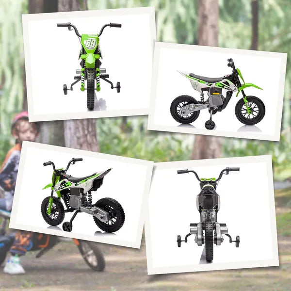 Qaba 12V Kids Electric Motorcycle with Twist Grip Throttle Training Wheels, Rear Suspension, Music for Aged 3-6 Years, Green - product image 9