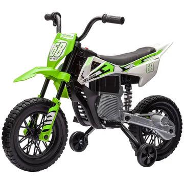Qaba 12V Kids Electric Motorcycle with Twist Grip Throttle Training Wheels, Rear Suspension, Music for Aged 3-6 Years, Green - product image 1