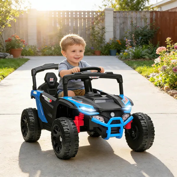 Qaba 12V Kids Ride On Truck, Battery Powered Electric UTV Vehicle with Rear Suspension, Remote Control for 3-5 Years, Blue - product image 10
