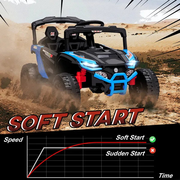 Qaba 12V Kids Ride On Truck, Battery Powered Electric UTV Vehicle with Rear Suspension, Remote Control for 3-5 Years, Blue - product image 6