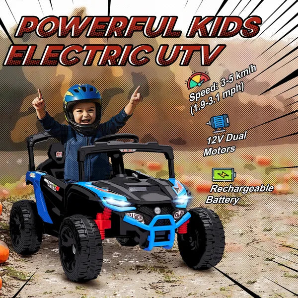 Qaba 12V Kids Ride On Truck, Battery Powered Electric UTV Vehicle with Rear Suspension, Remote Control for 3-5 Years, Blue - product image 4