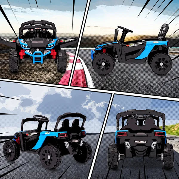 Qaba 12V Kids Ride On Truck, Battery Powered Electric UTV Vehicle with Rear Suspension, Remote Control for 3-5 Years, Blue - product image 9
