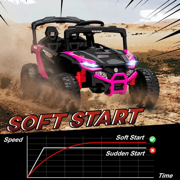 12V Kids Ride On Truck, Battery Powered Electric UTV Vehicle with Rear Suspension, Remote Control for 3-5 Years, Pink - product image 6