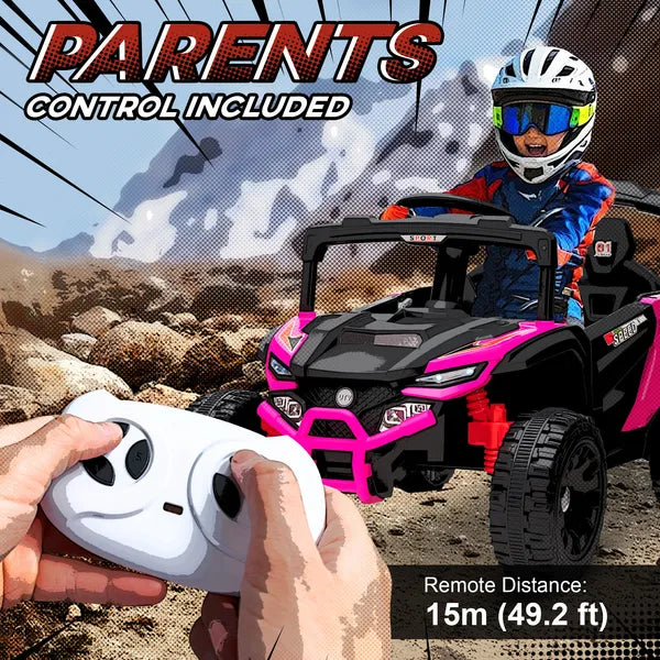 12V Kids Ride On Truck, Battery Powered Electric UTV Vehicle with Rear Suspension, Remote Control for 3-5 Years, Pink - product image 5