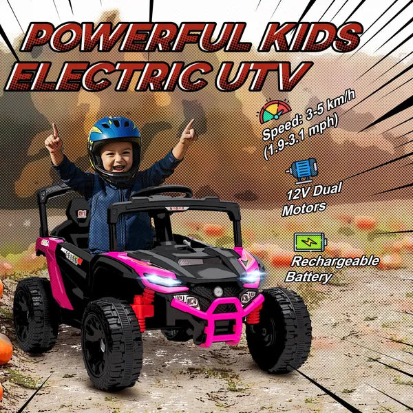12V Kids Ride On Truck, Battery Powered Electric UTV Vehicle with Rear Suspension, Remote Control for 3-5 Years, Pink - product image 4