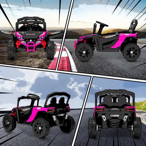 12V Kids Ride On Truck, Battery Powered Electric UTV Vehicle with Rear Suspension, Remote Control for 3-5 Years, Pink - product image 9