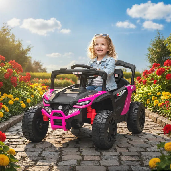 12V Kids Ride On Truck, Battery Powered Electric UTV Vehicle with Rear Suspension, Remote Control for 3-5 Years, Pink - product image 2