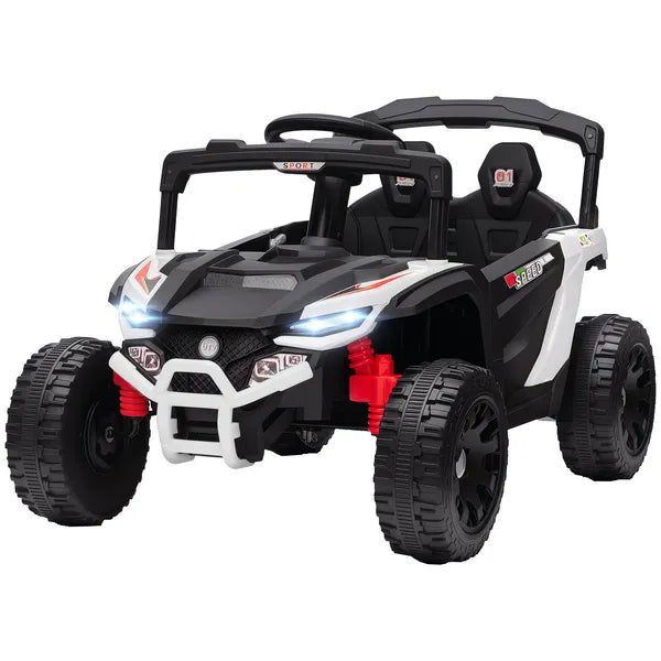 Qaba 12V Kids Ride On Truck, Battery Powered Electric UTV Vehicle with Rear Suspension, Remote Control for 3-5 Years, White - product image 1