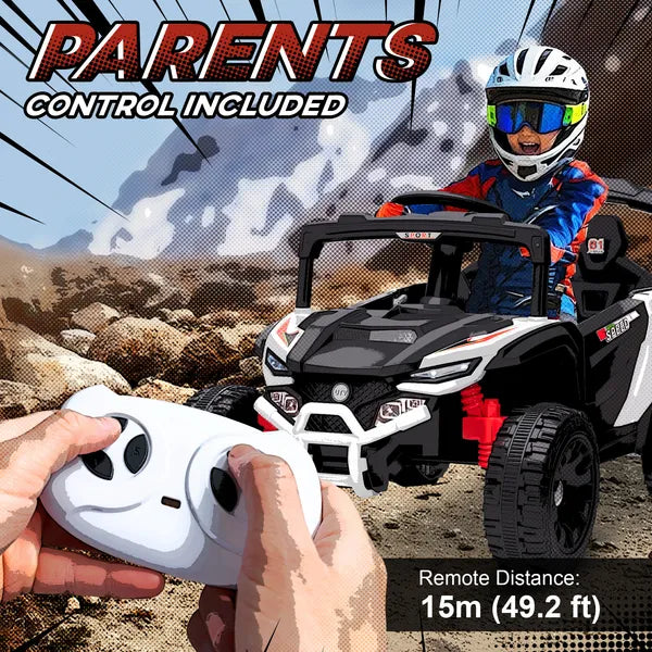 Qaba 12V Kids Ride On Truck, Battery Powered Electric UTV Vehicle with Rear Suspension, Remote Control for 3-5 Years, White - product image 5