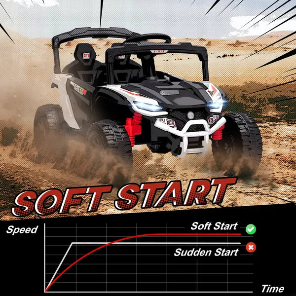 Qaba 12V Kids Ride On Truck, Battery Powered Electric UTV Vehicle with Rear Suspension, Remote Control for 3-5 Years, White - product image 6