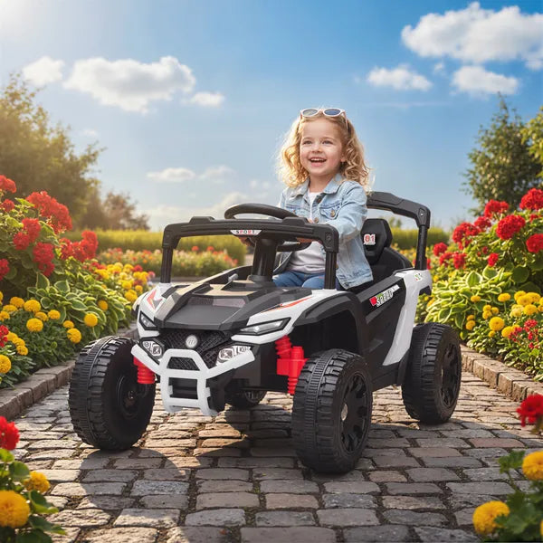 Qaba 12V Kids Ride On Truck, Battery Powered Electric UTV Vehicle with Rear Suspension, Remote Control for 3-5 Years, White - product image 2
