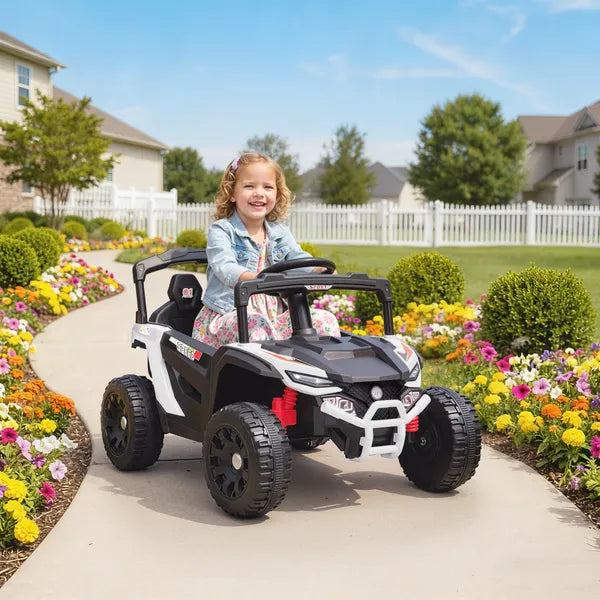 Qaba 12V Kids Ride On Truck, Battery Powered Electric UTV Vehicle with Rear Suspension, Remote Control for 3-5 Years, White - product image 10
