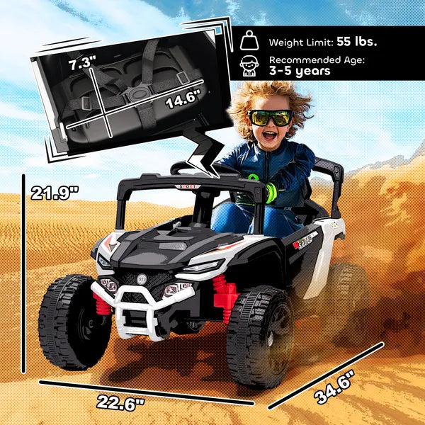 Qaba 12V Kids Ride On Truck, Battery Powered Electric UTV Vehicle with Rear Suspension, Remote Control for 3-5 Years, White - product image 3