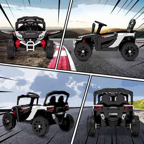 Qaba 12V Kids Ride On Truck, Battery Powered Electric UTV Vehicle with Rear Suspension, Remote Control for 3-5 Years, White - product image 9