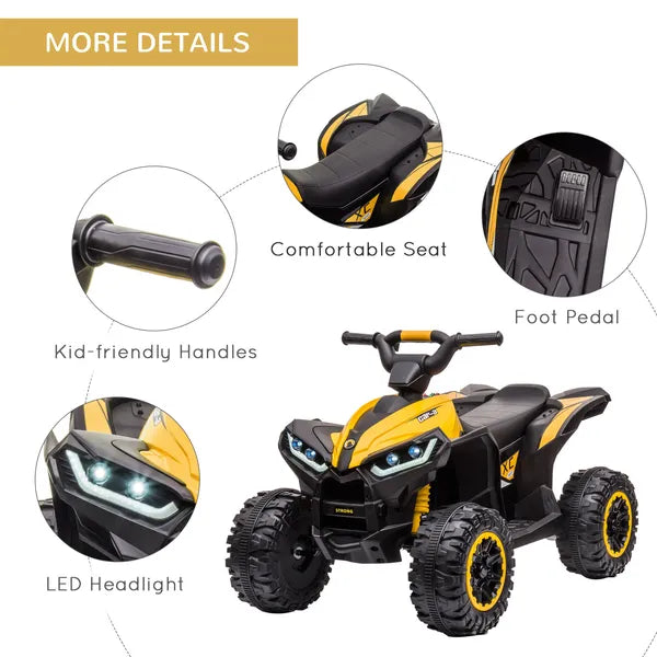 12V Quad ATV for Kids Yellow Dual Motors LED Lights Music Suspension System Ride On Car for 3-5 Years - product image 6