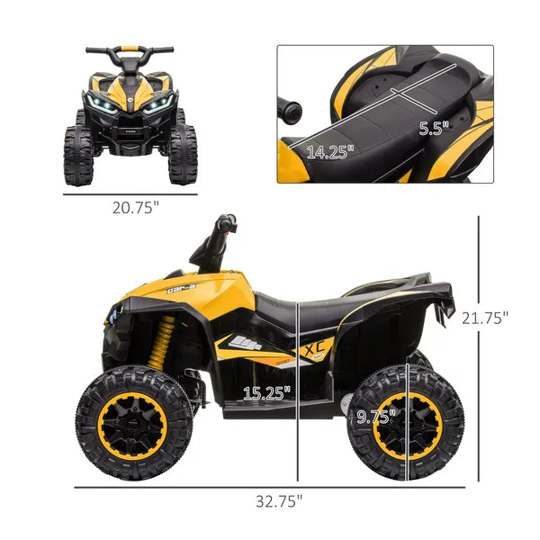 12V Quad ATV for Kids Yellow Dual Motors LED Lights Music Suspension System Ride On Car for 3-5 Years - product image 3