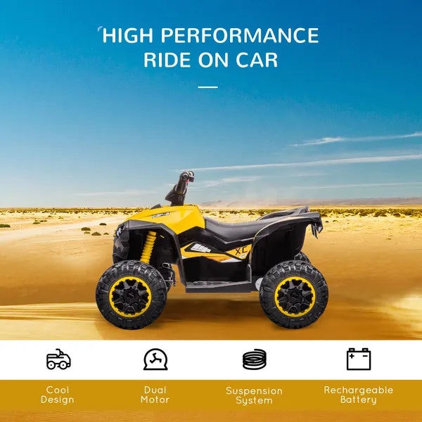12V Quad ATV for Kids Yellow Dual Motors LED Lights Music Suspension System Ride On Car for 3-5 Years - product image 4