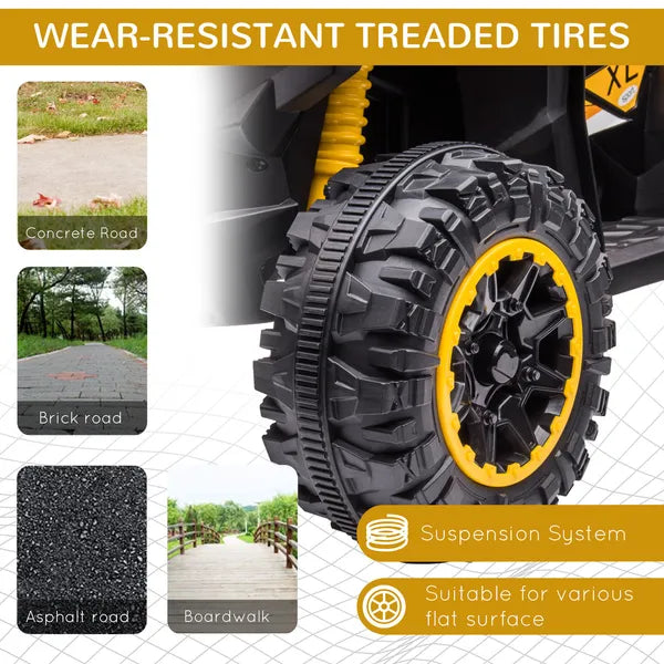 12V Quad ATV for Kids Yellow Dual Motors LED Lights Music Suspension System Ride On Car for 3-5 Years - product image 5