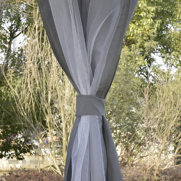 12x12 Canopy Gazebo, Double Roof and Netting Curtains, Zippered Doors, Gray - product image 8