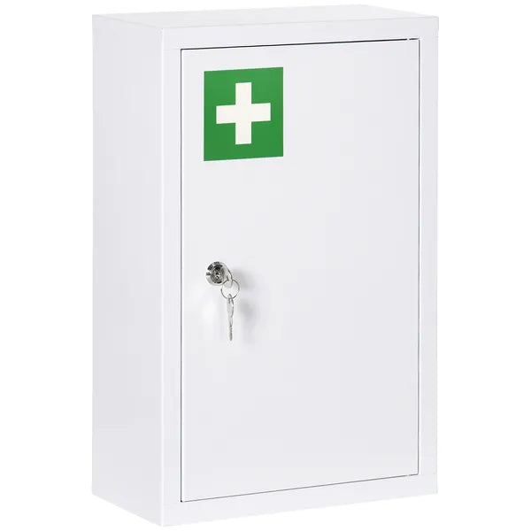 12 x 18 Inch Lockable Steel Wall Medicine Cabinet with 3 Tier Storage, White - product image 11