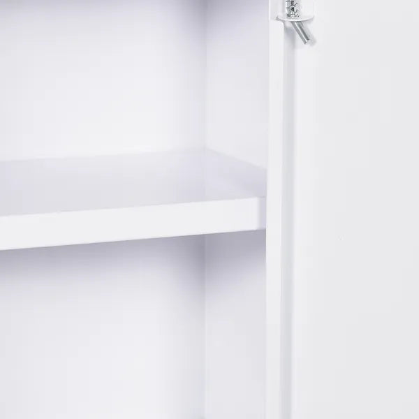 12 x 18 Inch Lockable Steel Wall Medicine Cabinet with 3 Tier Storage, White - product image 8