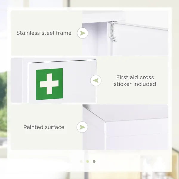 12 x 18 Inch Lockable Steel Wall Medicine Cabinet with 3 Tier Storage, White - product image 6