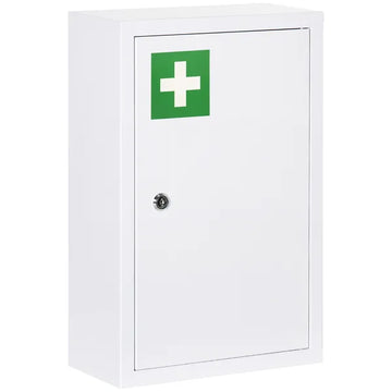 12 x 18 Inch Lockable Steel Wall Medicine Cabinet with 3 Tier Storage, White - product image 1