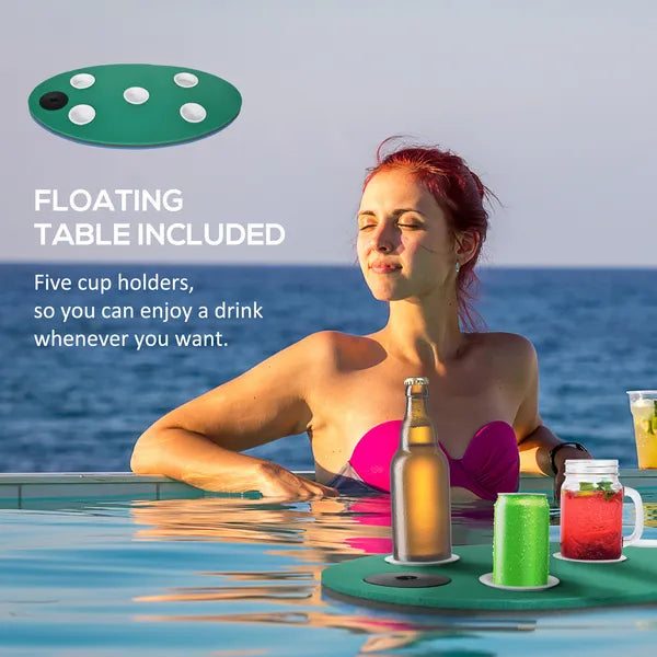 12x5ft Lily Pad Floating Mat with Drink Holders 3-Layer Portable Roll-Up Water Mat Float Dock for 2-3 People, Green - product image 5