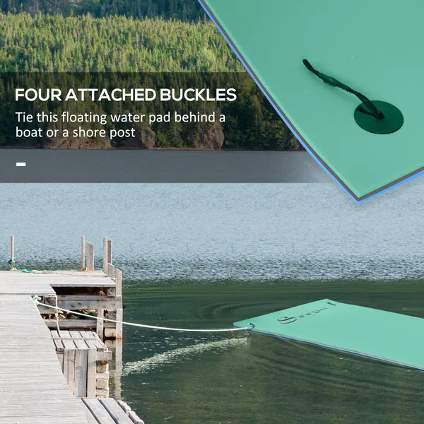 12x5ft Lily Pad Floating Mat with Drink Holders 3-Layer Portable Roll-Up Water Mat Float Dock for 2-3 People, Green - product image 7
