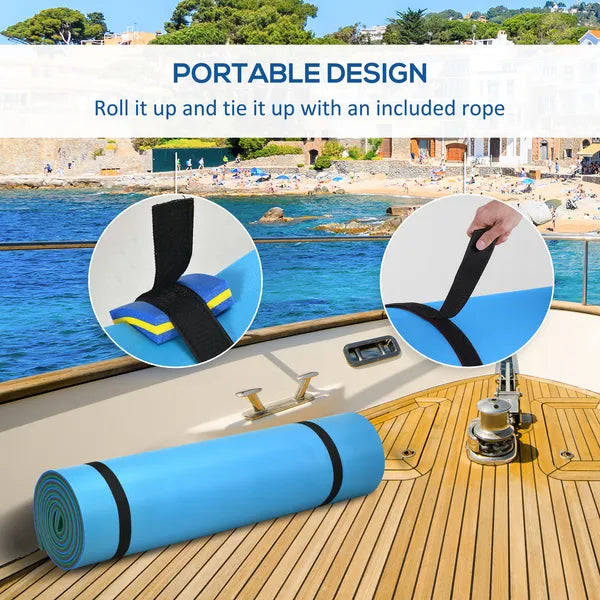 12x5ft Lily Pad Floating Mat with Drink Holders 3-Layer Portable Roll-Up Water Mat Float Dock for 2-3 People, Green - product image 6
