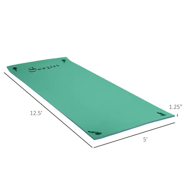 12x5ft Lily Pad Floating Mat with Drink Holders 3-Layer Portable Roll-Up Water Mat Float Dock for 2-3 People, Green - product image 3