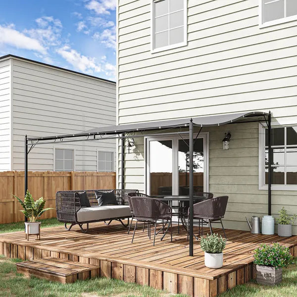 Outsunny 13' x 10' Outdoor Pergola Gazebo, Steel Patio Canopy with Weather-Resistant Fabric and Drainage Holes, Gray - product image 10