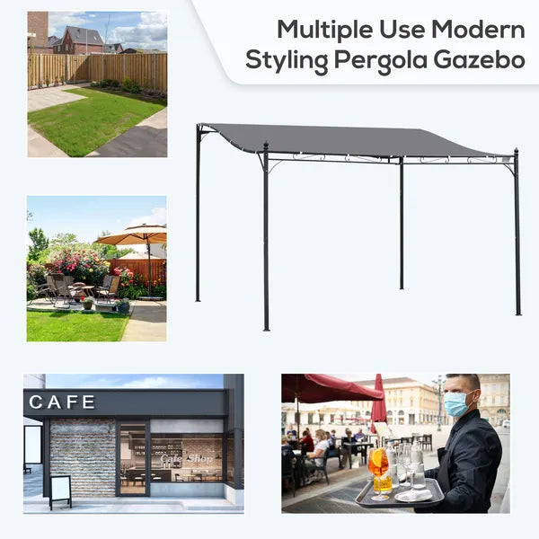 Outsunny 13' x 10' Outdoor Pergola Gazebo, Steel Patio Canopy with Weather-Resistant Fabric and Drainage Holes, Gray - product image 6