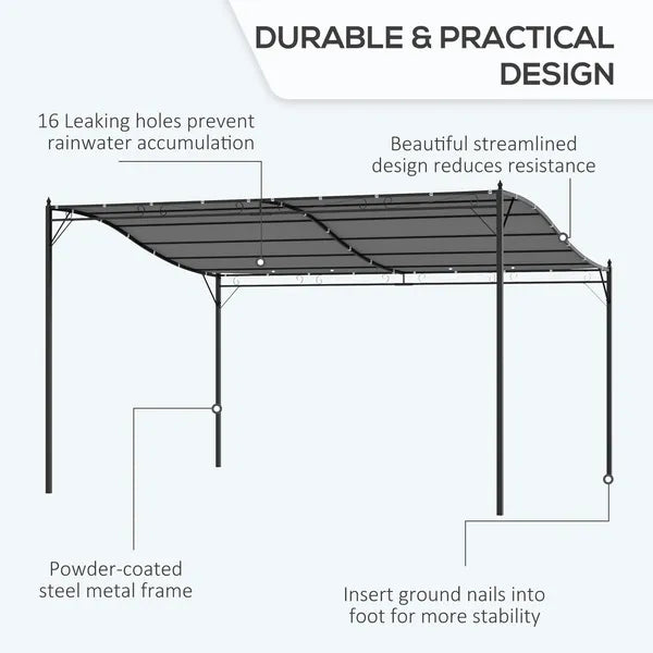 Outsunny 13' x 10' Outdoor Pergola Gazebo, Steel Patio Canopy with Weather-Resistant Fabric and Drainage Holes, Gray - product image 5