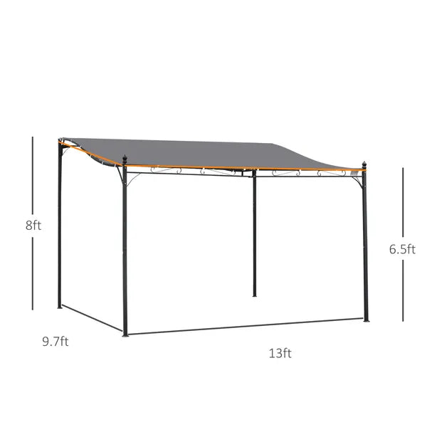 Outsunny 13' x 10' Outdoor Pergola Gazebo, Steel Patio Canopy with Weather-Resistant Fabric and Drainage Holes, Gray - product image 3
