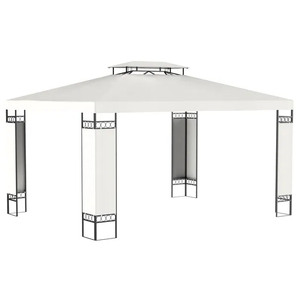 Outsunny 13 ft x 10 ft Patio Gazebo Outdoor Canopy Shelter with Double Vented Roof, Steel Frame for Lawn Backyard and Deck, Cream White - product image 1