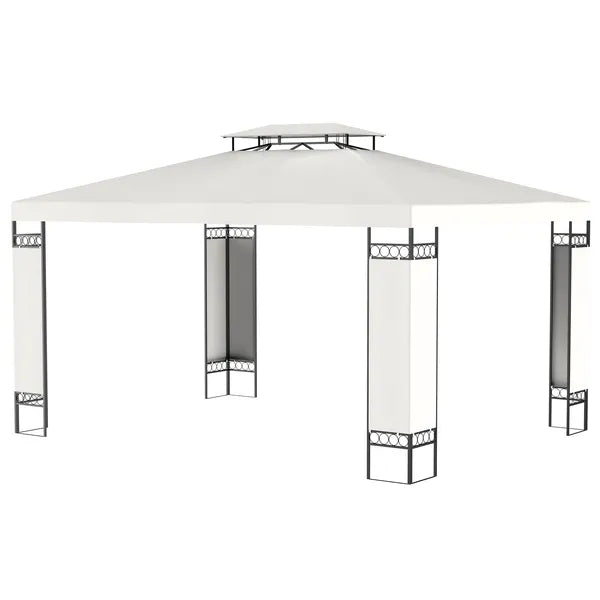 Outsunny 13 ft x 10 ft Patio Gazebo Outdoor Canopy Shelter with Double Vented Roof, Steel Frame for Lawn Backyard and Deck, Cream White - product image 9