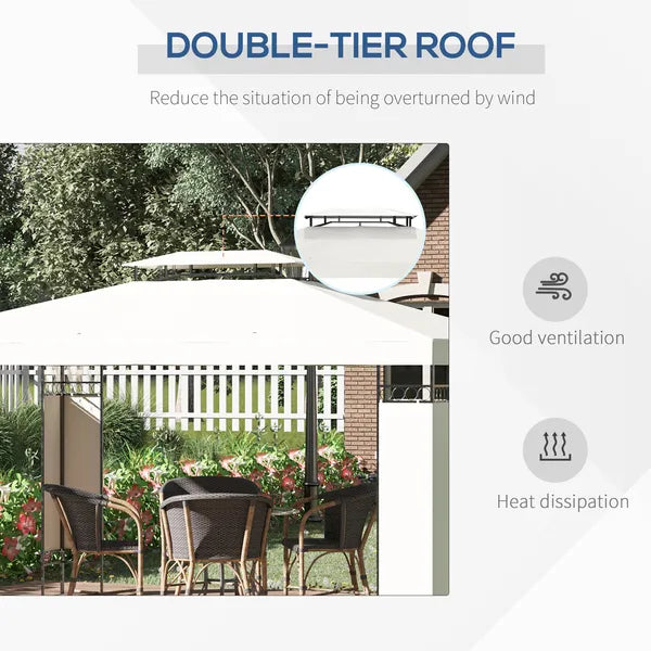 Outsunny 13 ft x 10 ft Patio Gazebo Outdoor Canopy Shelter with Double Vented Roof, Steel Frame for Lawn Backyard and Deck, Cream White - product image 4