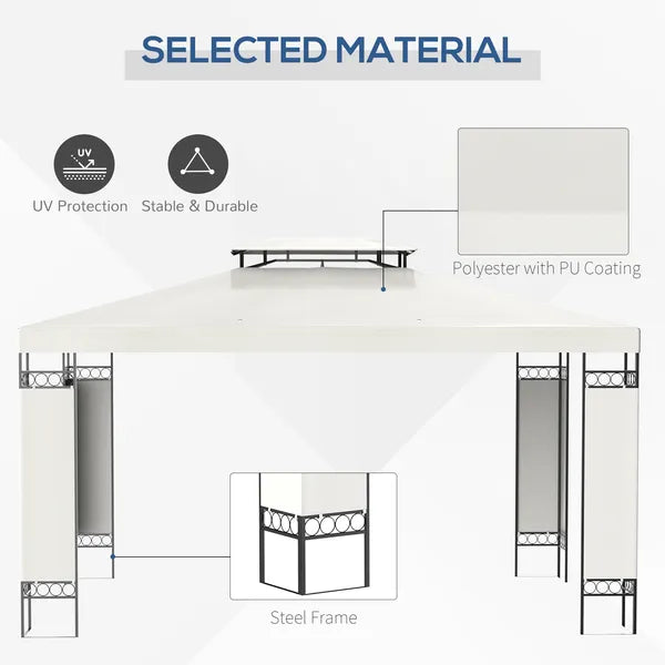 Outsunny 13 ft x 10 ft Patio Gazebo Outdoor Canopy Shelter with Double Vented Roof, Steel Frame for Lawn Backyard and Deck, Cream White - product image 5