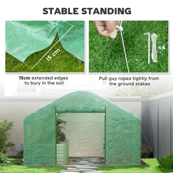 Outsunny 13' x 10' x 6.5' Tunnel Greenhouse Hoop House with Upgraded Galvanized Steel Frame and Large Windows, Green - product image 7