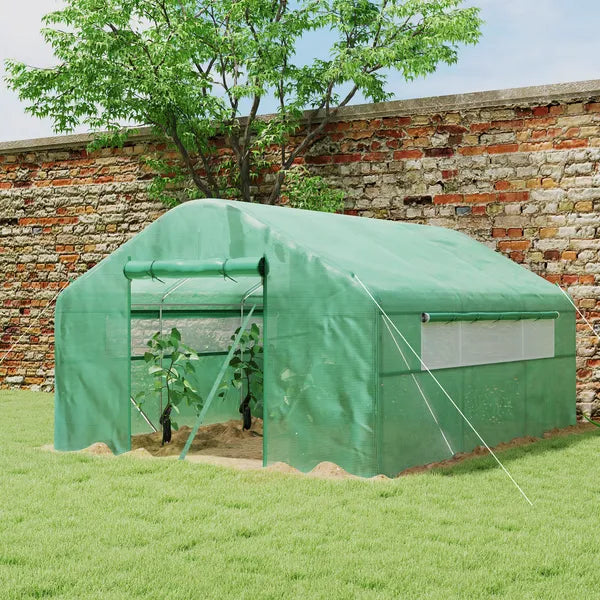 Outsunny 13' x 10' x 6.5' Tunnel Greenhouse Hoop House with Upgraded Galvanized Steel Frame and Large Windows, Green - product image 10